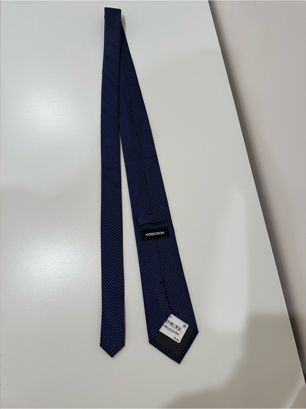 Navy Color Solid Silk Tie New with Tags | Nordstrom Men's Necktie | Size O/S - Picture 6 of 14